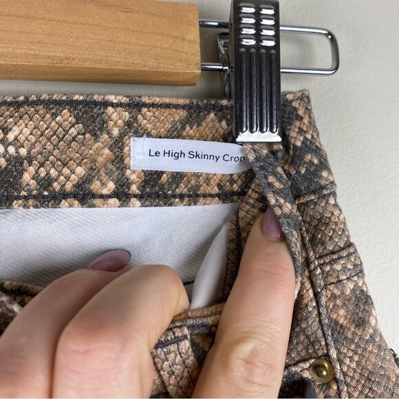 FRAME Le High Skinny Crop Coated Python snake  animal print size 24 - Picture 6 of 6